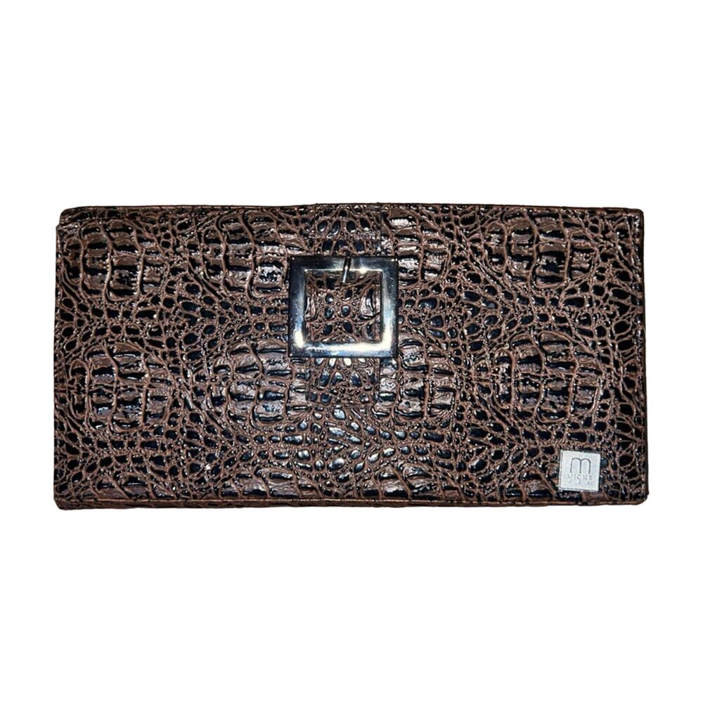 Miche Classic Shell Purse Cover Faux Leather Brown Reptile Print Buckle